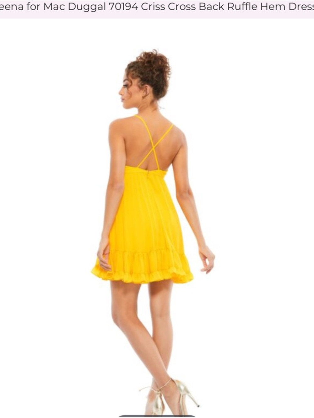Yellow Ruffle-Hem Mini Dress - Picture 2 of 3